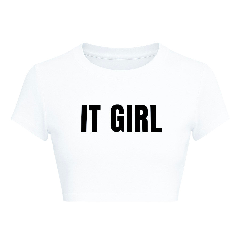 IT GIRL CROPPED SLOGAN TEE