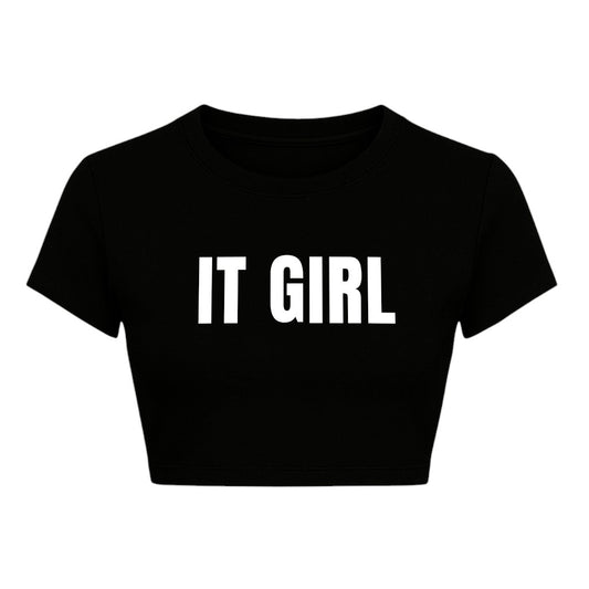 IT GIRL CROPPED SLOGAN TEE